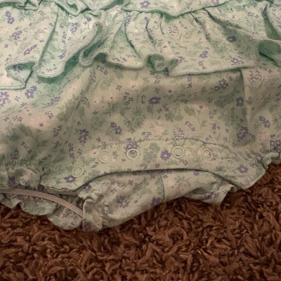 Janie and Jack Light Green and Purple Dress 18-24 Months Tiered Snaps Ruffled - Picture 2 of 3